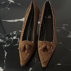 Stuart Weitzman Brown Tassel Loafers